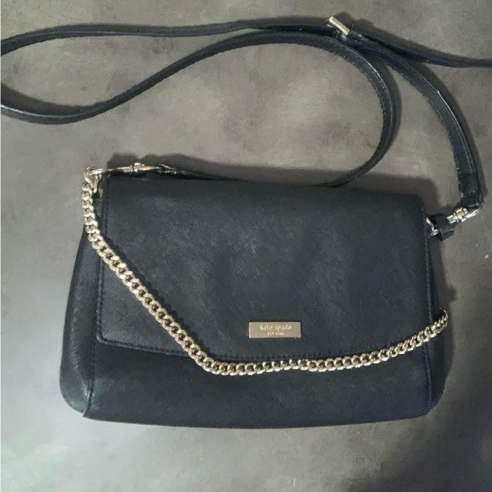 Kate Spade Black Leather Satchel with Chain